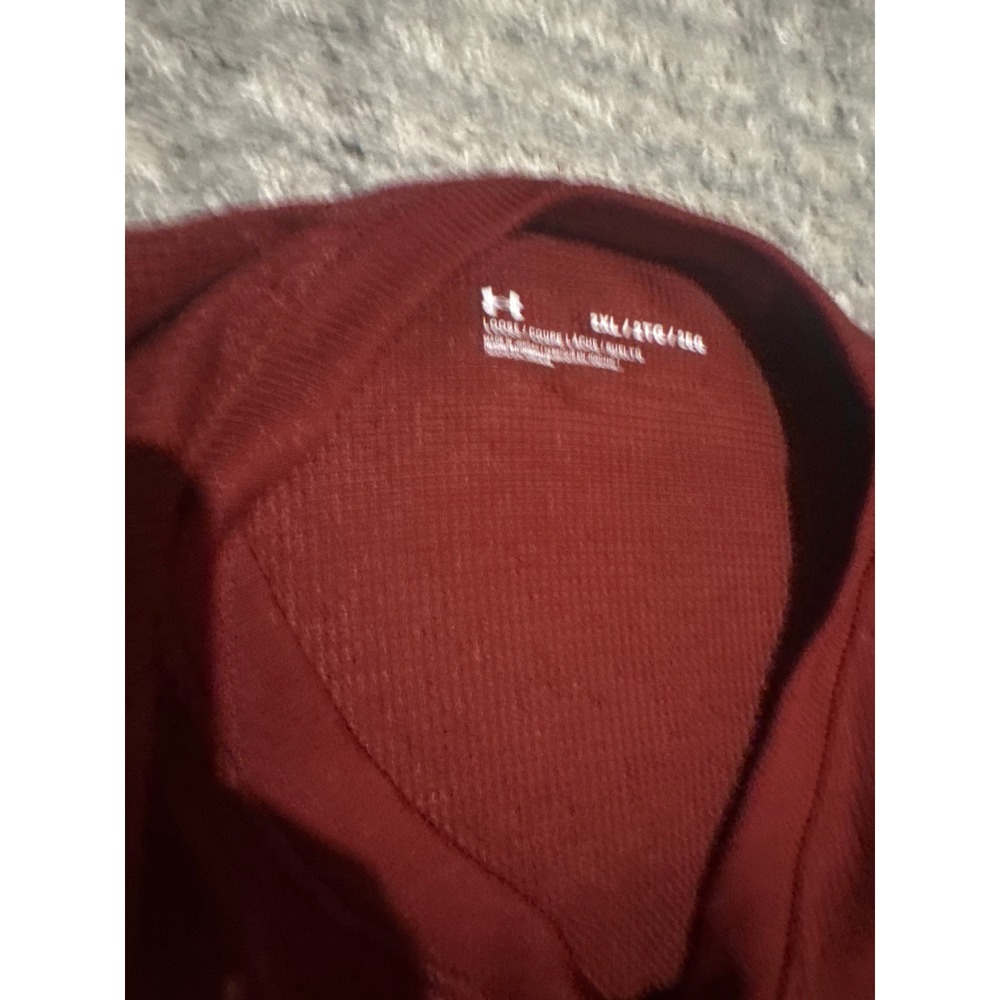 Under Armour Mens 2XL Burgundy Red Waffle Knit Thermal Long Sleeve Shirt 1302355 - Picture 3 of 5